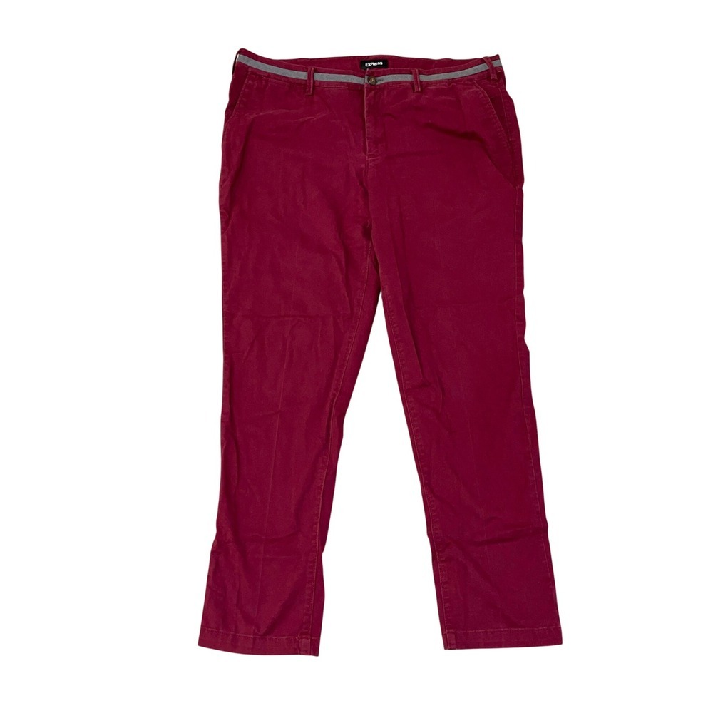 Express Men's 38x32 Red Skinny 365 Comfort Chino Pants Cotton Blend